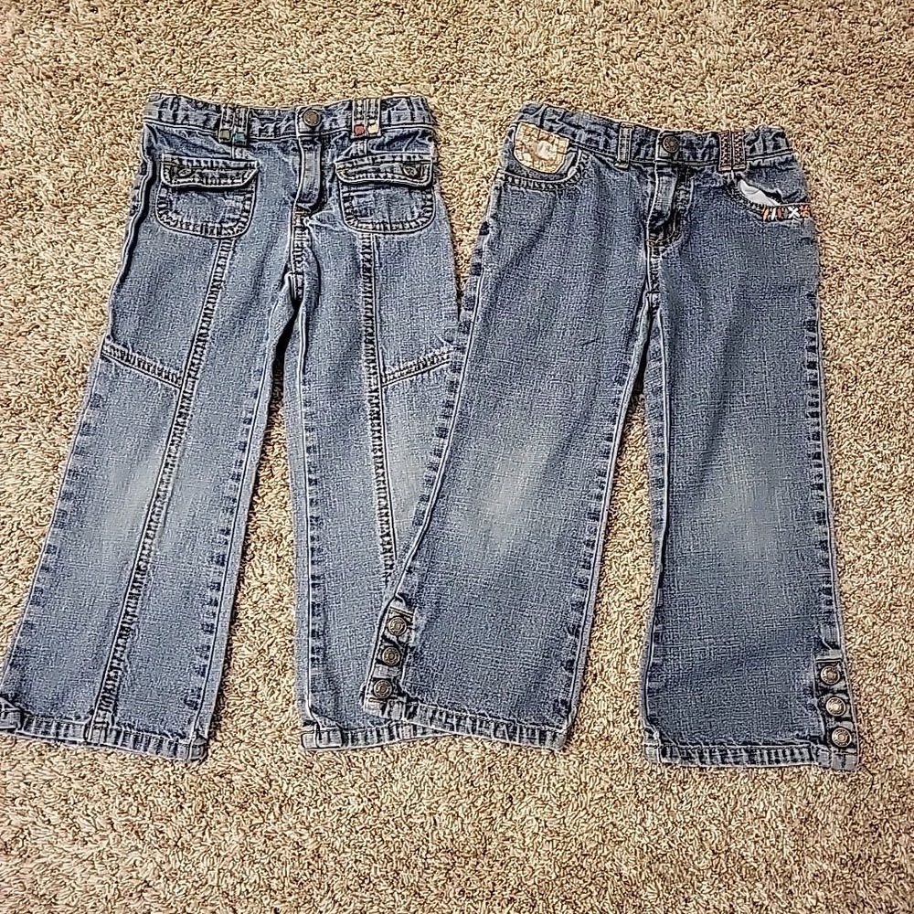 CARTER'S LOT OF 2: Girls Embellished Jeans Size 4 Adjustable Waist